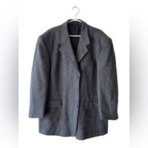 Vintage Protocol 100% Virgin Pure Wool Tweed Gray Sport Coat/Car Coat Men 48B